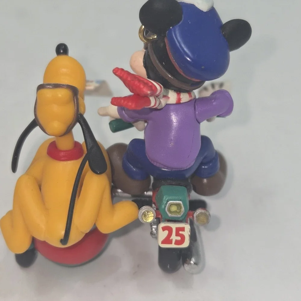 VTG 1996 Enesco Treasury Christmas Ornament Motorcycle Mickey Mouse Pluto...